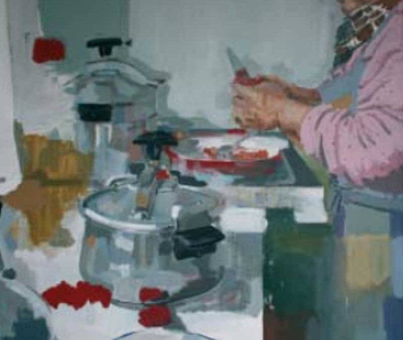 Detalle de la obra "Recuerdos de la comida de la abuela"