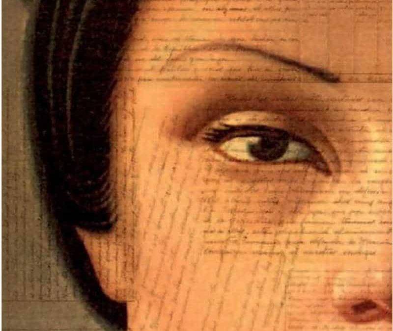 Detalle de una ilustración de un rostro de una mujer
