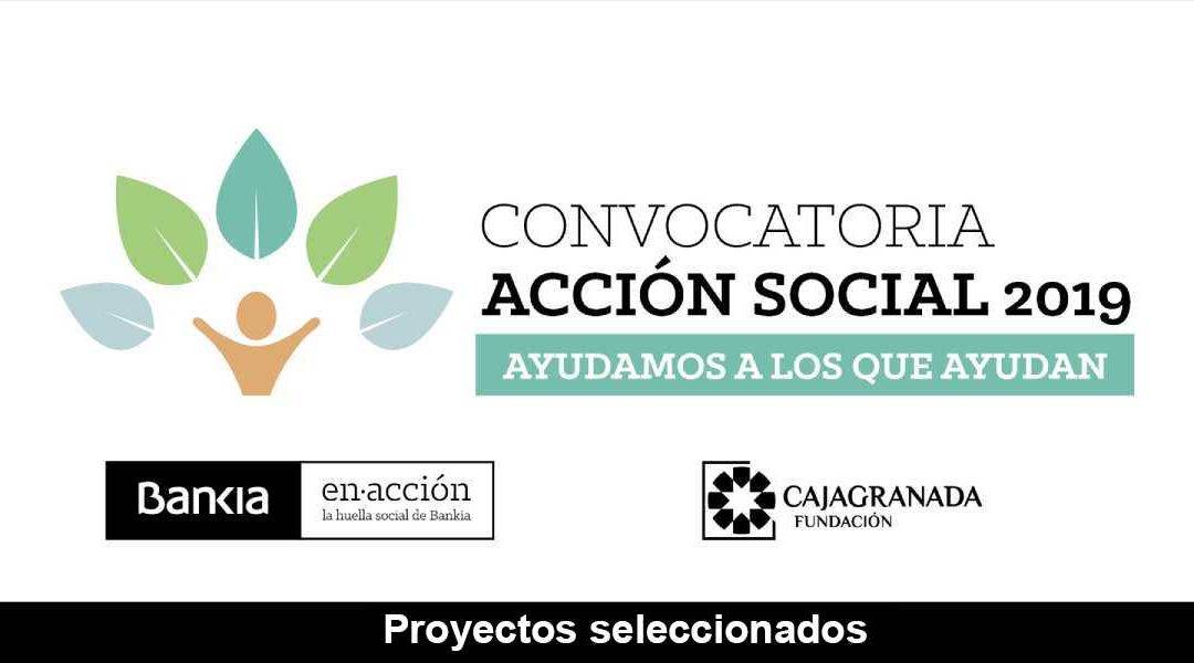 Infografía de la convocatoria 2019 de acción social CajaGranada Fundación y Bankia. Proyectos seleccionados