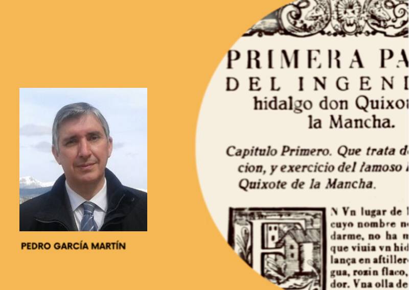 Detalle del cartel de la conferencia 'La primera página del Quijote'