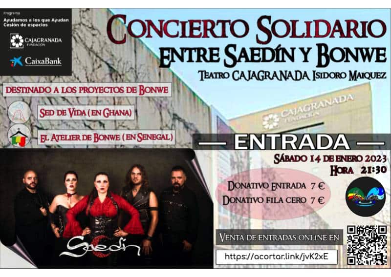 Cartel del concierto solidario 'Entre Saedín y Bonwe'
