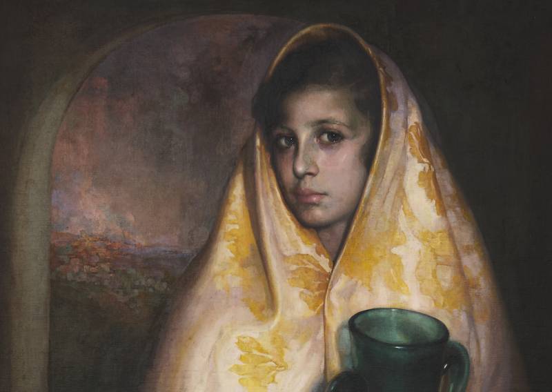 Detalle de la obra 'La niña de la jarra' de Ramón Carazo